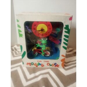La Fantaisie Fun Time Moving Clock Toy Frog On Bicycle In Box Collector Vtg